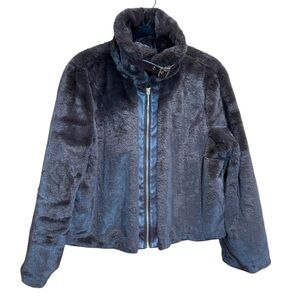 Marc New York Andrew Marc Brown Faux Fur Jacket Buckle Collar Large NWT